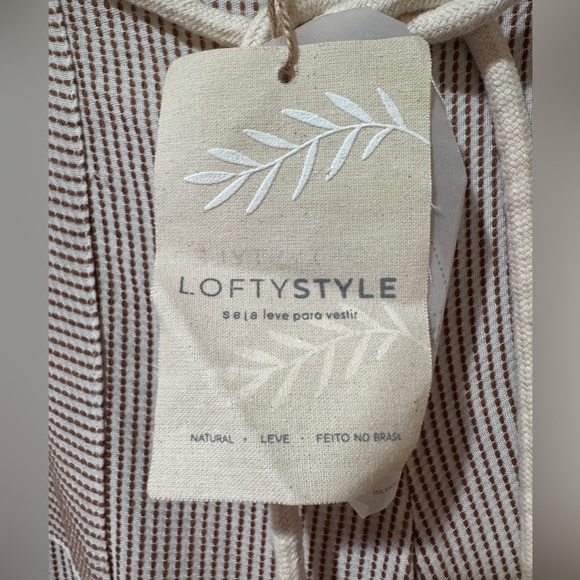 Lofty style Striped Wide-Leg Pants with Tassels handmade in Brazil. Size M beige - Picture 11 of 15